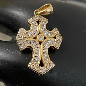 10K Gold Diamond Paved Cross Pendant great communion/confirmation gift
